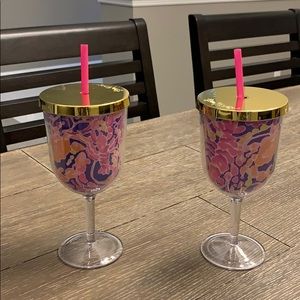 Lilly Pulitzer acrylic wine glasses, NWOT